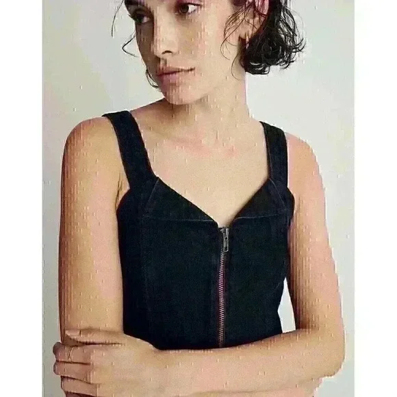 Madewell‎ Denim Black Zip Front Jumper Size 10 NWT Retails for $138 Sold Out - Picture 2 of 8